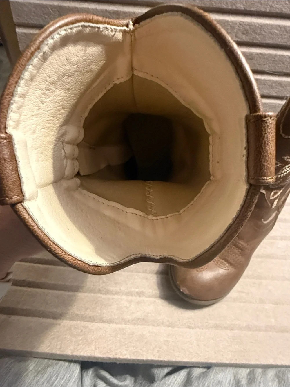 Kids Brown Western Cowboy Boots with Embroidered Shaft